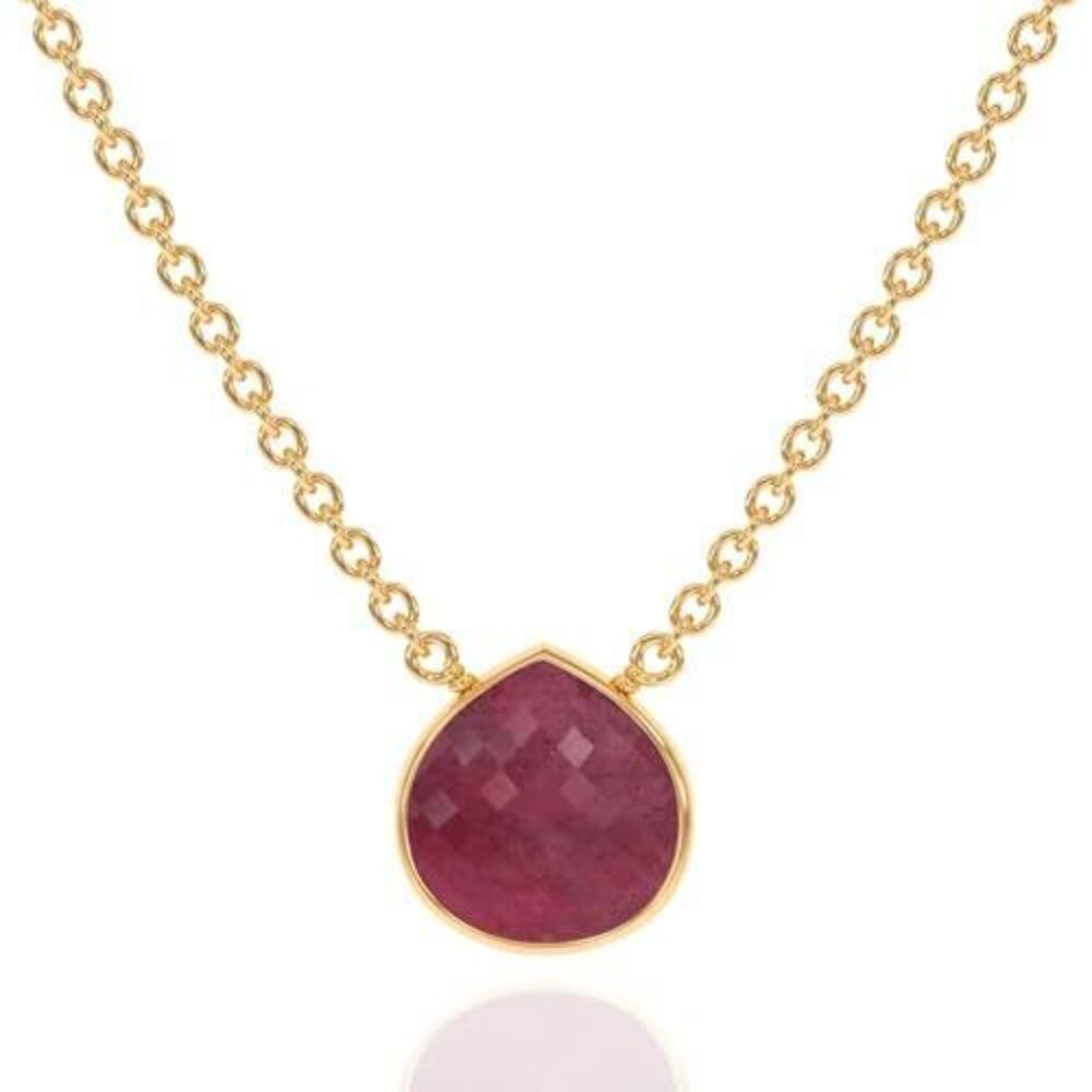 8520 Ruby Necklace , Premium Gold Heart Bezel Necklaces - Tarnish Free 18K